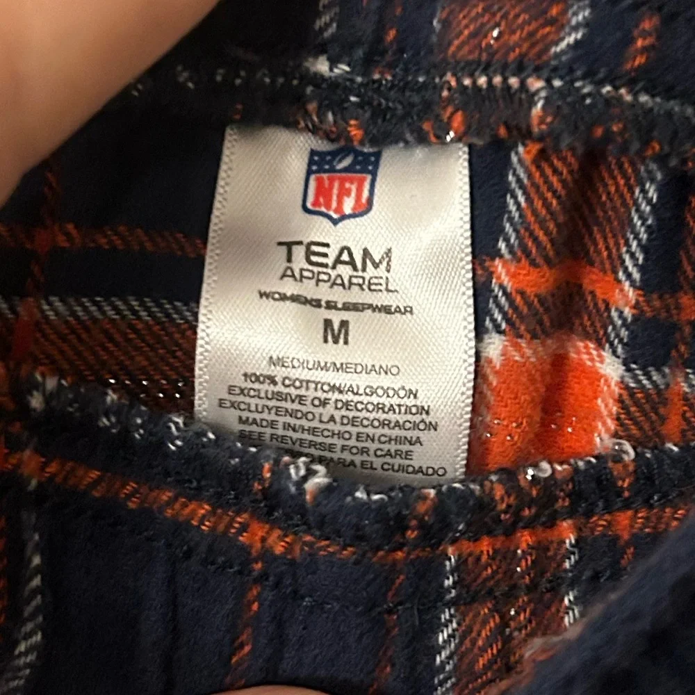 NFL Team Apparel Medium Chicago Bears Football  Orange Blue Plaid Lounge Pants